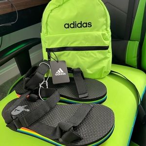 Neon green Adidas mini backpack NWT